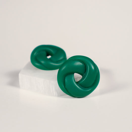 Twisted Spiral Earrings - Emerald Green
