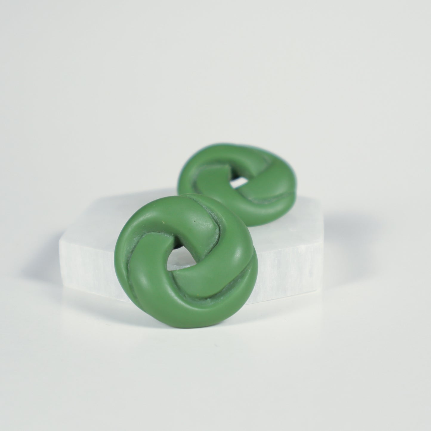 Twisted Spiral Earrings - Sage Green