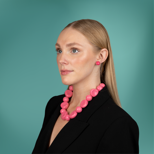 Mix Shape Statement Necklace - Candy Pink
