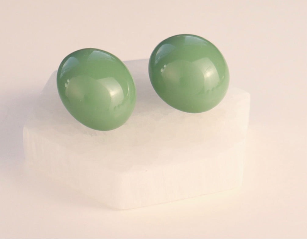 Maxi Button Earrings - Sage Green