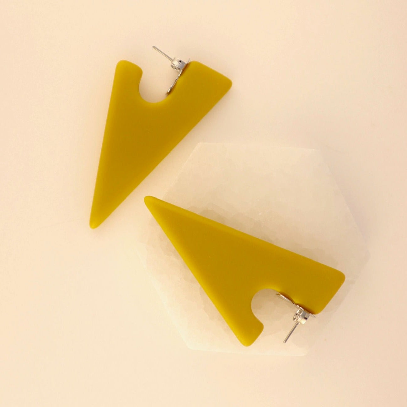 New Triangle Maxi Earrings - Mustard